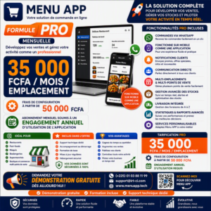 Menu APP - Formule Pro Mensuelle
